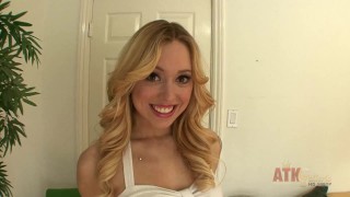 Beautiful blonde babe Lucy Tyler strips down and uses her vibrator on her clit to orgasm