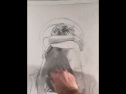 Preview 4 of OMG i can't believe this video Pencil drawing of a sitting girl