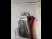 Preview 5 of OMG i can't believe this video Pencil drawing of a sitting girl