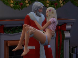 Papá Noel Tiene Sexo Con Jovencita Rubia que Lo Esperaba Junto a La Chimenea