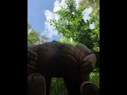 Preview 2 of Fucking myself in the woods with a glass toy -CREAMY FINISH