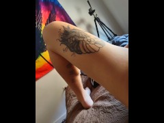 NATALIA HAZE shaved and smooth THROBBING TRANS COCK and SEXY FEET 