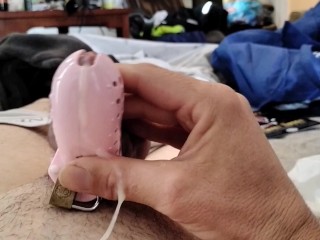 Фембой Tgirl Крисси Сквиртует Спермой Через Клетку
