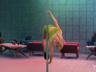 Amber does interracial gangbang in public bar