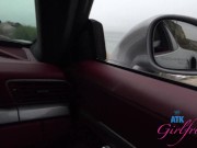 Preview 5 of Fun drive along the coast with hairy pornstar Pearl Sage who gets her pussy touched and ready for a