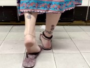 Preview 4 of Milf flipflop footshow at laundromat...would you look?