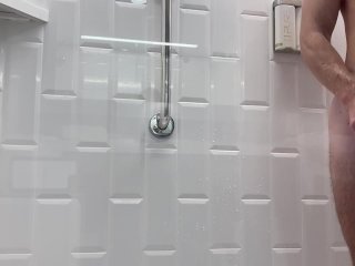 big dick, solo male, wet dick, shower play