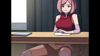 Entrenador Kunoichi - Entrenador Ninja Naruto - Parte 80 - Sakura masturbándose debajo de la mesa por LoveSkySanX