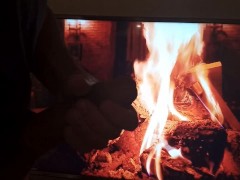 I was feeling romantic. Handjob by the fireplace