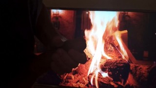 I was feeling romantic. Handjob by the fireplace