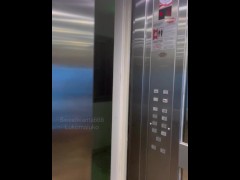 Video Stuck with my neighbor in elevator and he fucks my asshole with creampie