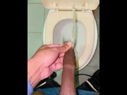 Preview 3 of Foreskin play pissing to the dirty commode at public foreskin fetish piss play hot foreskin uncut