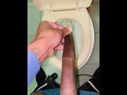 Preview 6 of Foreskin play pissing to the dirty commode at public foreskin fetish piss play hot foreskin uncut