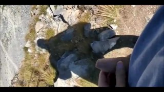 Caught in the middle of an unusual handjob by hikers in the mountains