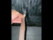 Preview 1 of Foreskin fetish pissing at the gym bathroom wall fetish Foreskin pull pissing foreskin play while