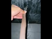 Preview 2 of Foreskin fetish pissing at the gym bathroom wall fetish Foreskin pull pissing foreskin play while