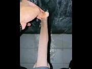 Preview 6 of Foreskin fetish pissing at the gym bathroom wall fetish Foreskin pull pissing foreskin play while