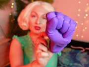 Preview 1 of purple ASMR gloves VIDEO free fetish clip - blonde Arya and her amazing household latex gloves
