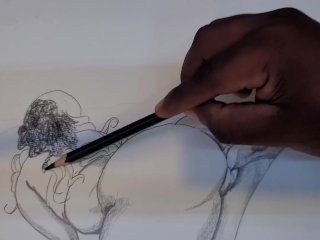 Putting Just the Tip in Her Juicy Fat_Pussy Drawing
