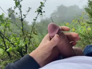 Idyllic masturbation in Cloud Forest with huge eyaculation