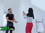 Preview 2 of TeamSkeet - Gorgeous Arab Babe With Hijab Jezebeth Gets Spanked And Stuffed With Big Latino Cock