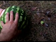 Preview 3 of Fucked a WATERMELON in the Forest with two DICKS!!!! Crazy gay porn!!!