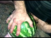 Preview 6 of Fucked a WATERMELON in the Forest with two DICKS!!!! Crazy gay porn!!!