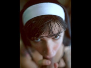 NUN GETS HER INNOCENT FACE ROUGHLY FUCKED AND HER BODY COVERED_IN CUM