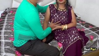 Desi Pari 在 Didi 生日时被 Jija 性交，带有清晰的印地语音频