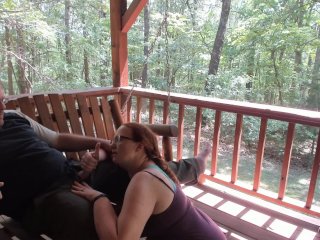 Outdoor Porch Swinging Blow Job and Pussy Licking with Ginger MILF WifeWith Long Braided Hair