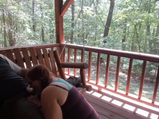 Outdoor Porch Swinging Blow Job_and Pussy Licking with Ginger MILF Wife With Long Braided_Hair