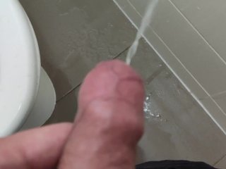 toilet mess, floor piss, pissing, solo male