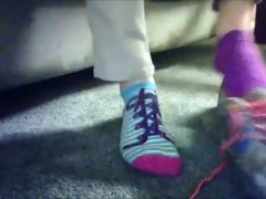 Sneakers and Mismatched Socks Frieda Ann Foot Fetish