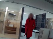 Preview 2 of Wife in sexy outfit at the store, public flash