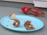 Stomping on sushi in heels