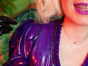 Preview 1 of Latex Fetish Video: Ripped Rubber Gloves - Blogger Blonde Pin Up MILF Arya