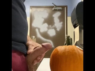 Took a pumpkin at the grocery into thepublic restroom and fucked it. Risky public_mssturbation.