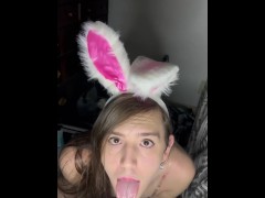 Femboy bunny slut enjoys sucking