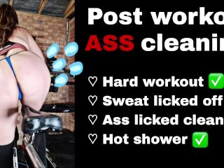 femdom ass licking, femdom ass worship, gym workout, after workout