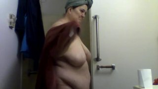 woman taking shower