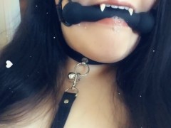 Drooling with a bone gag in my mouth