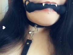 Vampire drooling with a bone gag in my mouth