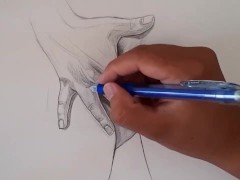 masturbation on the bed finger drawing _ female figure drawing