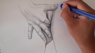 masturbation on the bed finger drawing _ female figure drawing
