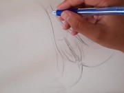 Preview 2 of Watch her big natural Cute girl picks up hidden finger drawing