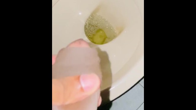 Uncut cock foreskin touch pissing at the gym bathroom best hot long foreskin piss 