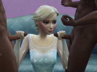 Elsa Frozen Doing InterracialGangbang