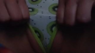 Sexy milf has a wet, fat pussy surprise under her kiwi panties for you