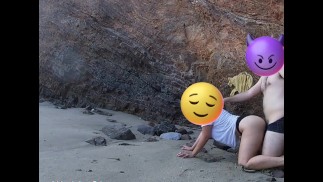 La convinced her to on the beach