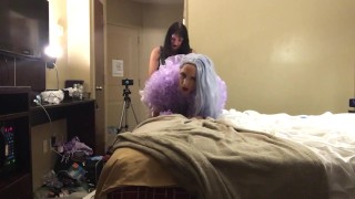 Sissy slut gets fucked from behind by dominatrix